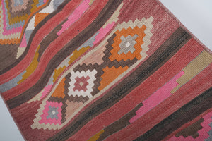 Vintage Turkish Kilim Runner 2'4'' x 23'