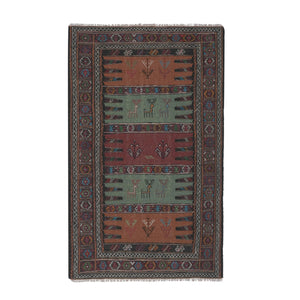 Vintage Turkish Soumac Kilim Rug 3'4'' x 5'4''
