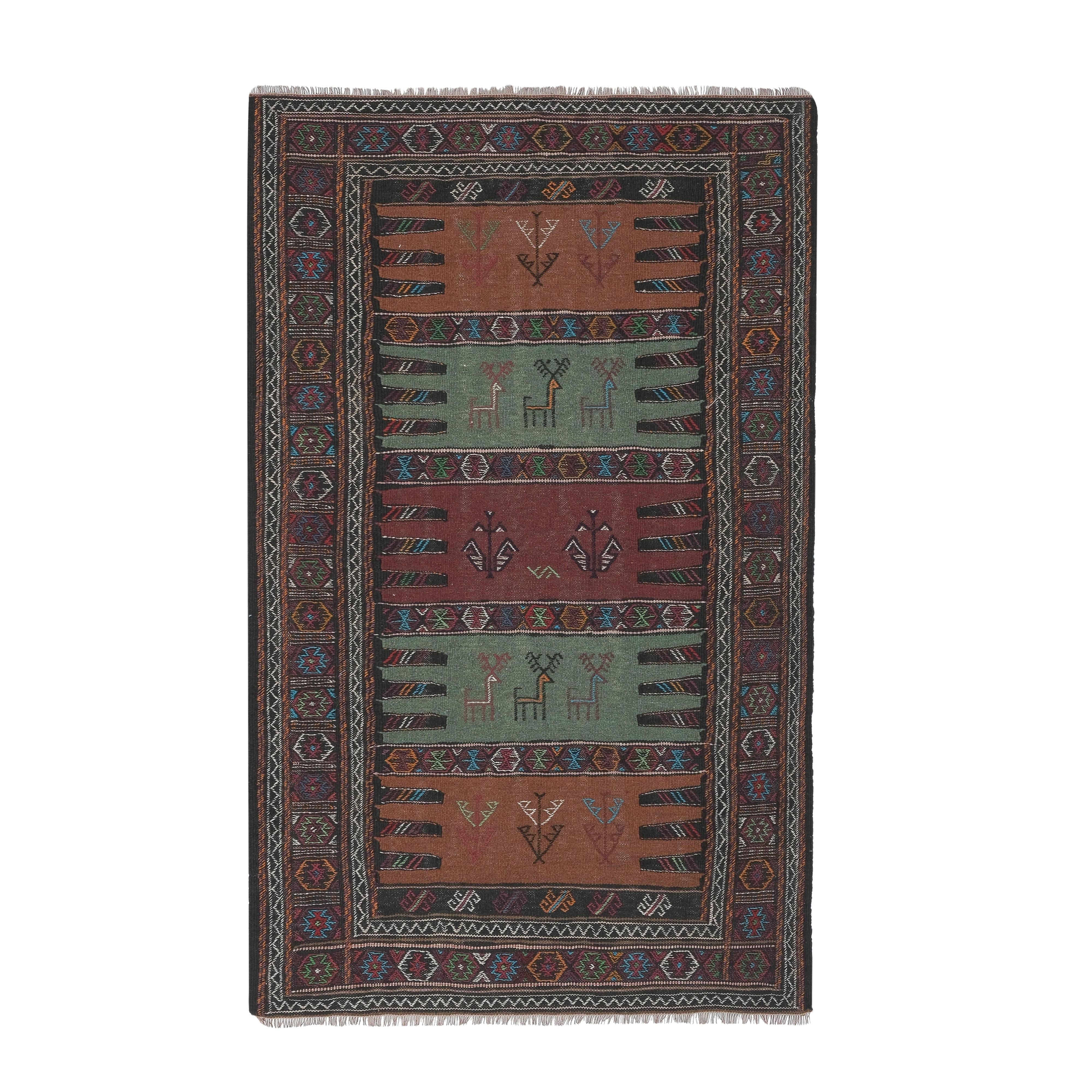 Vintage Turkish Soumac Kilim Rug 3'4'' x 5'4''