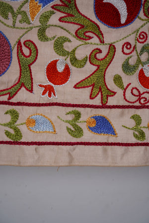 Bird Silk Suzani Wall Hanging & Bedspread | 1'8'' x 6'3''