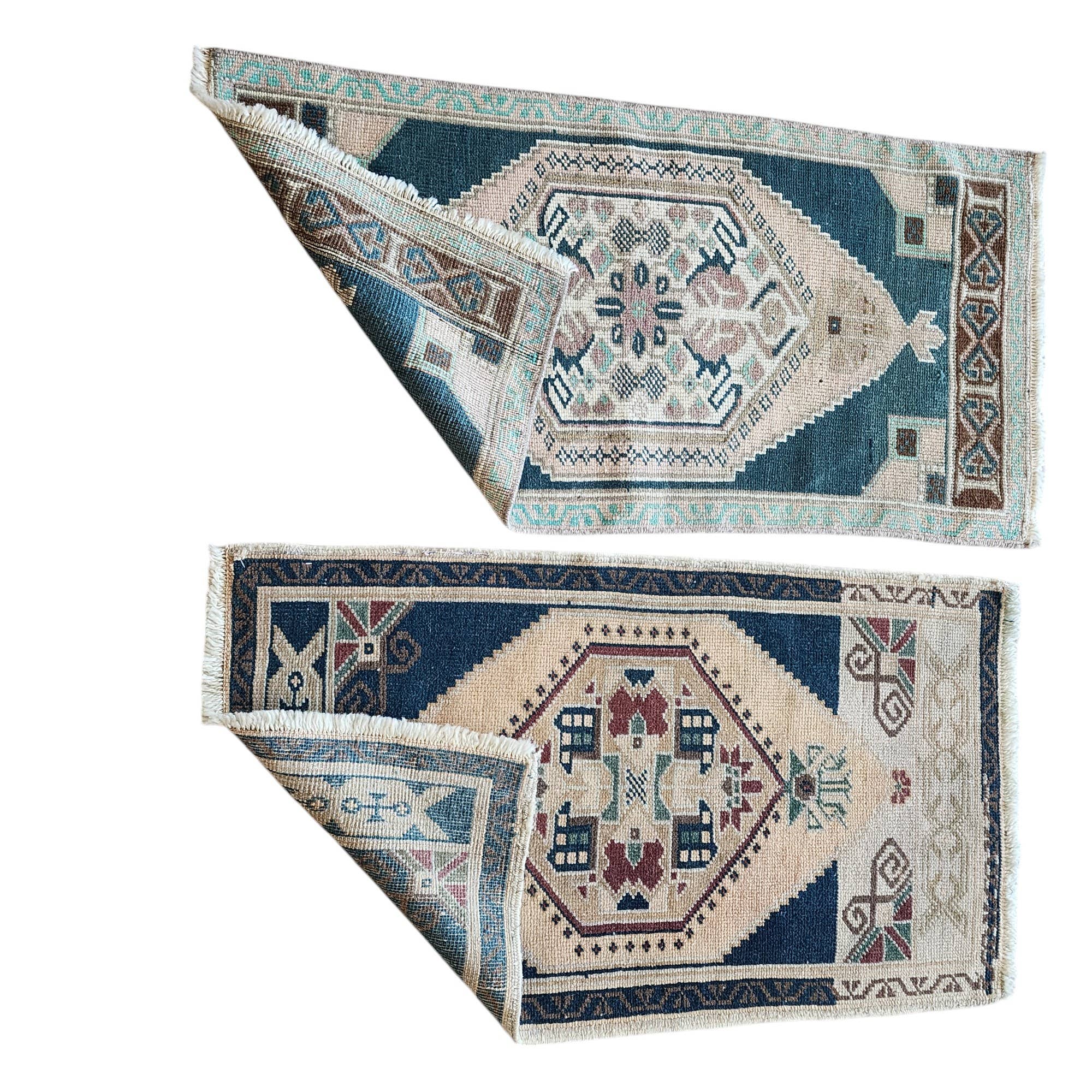 Vintage Turkish Yastik Rugs Set of 2 | 21'' x 37''