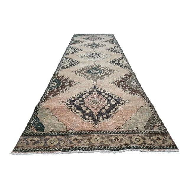 Vintage Turkish Anatolian Oushak Runner 3'8'' x 12'8''