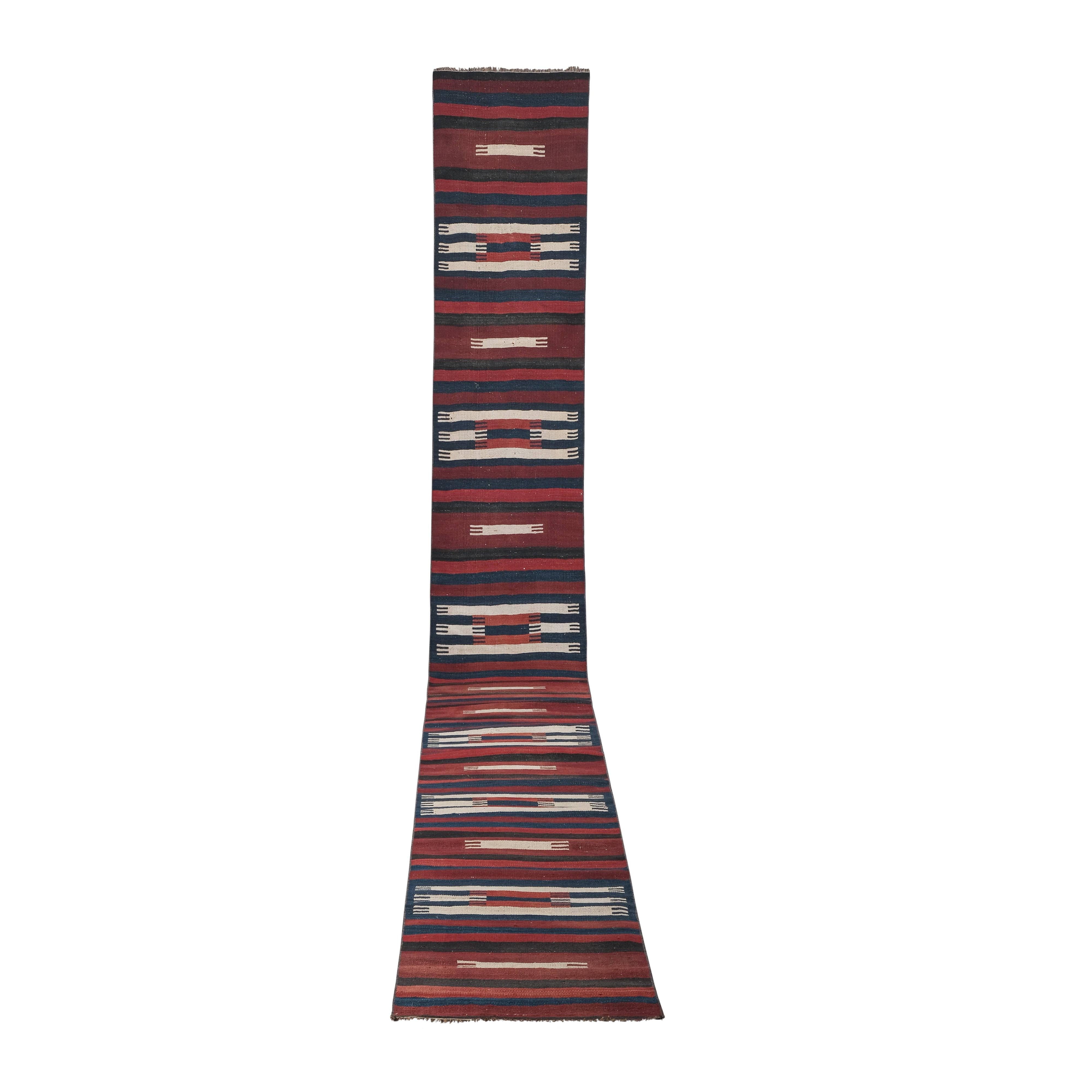 Vintage Turkish Kilim Runner 2'7'' x 23'2''