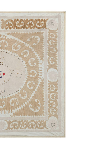 Hand-Embroidered Suzani Wall Hanging & Tablecloth 4'3'' x 4'6''