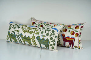 Camel Suzani Bedding Pillow Cover Set of 2 | 15'' x 35''