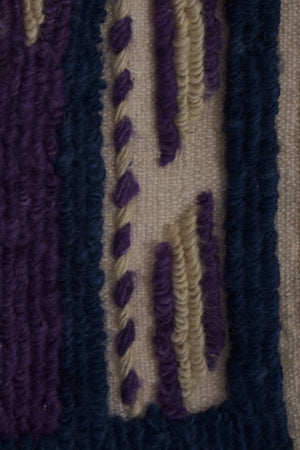 Vintage Checkered Turkish Shaggy Tulu Rug 43'' x 54''
