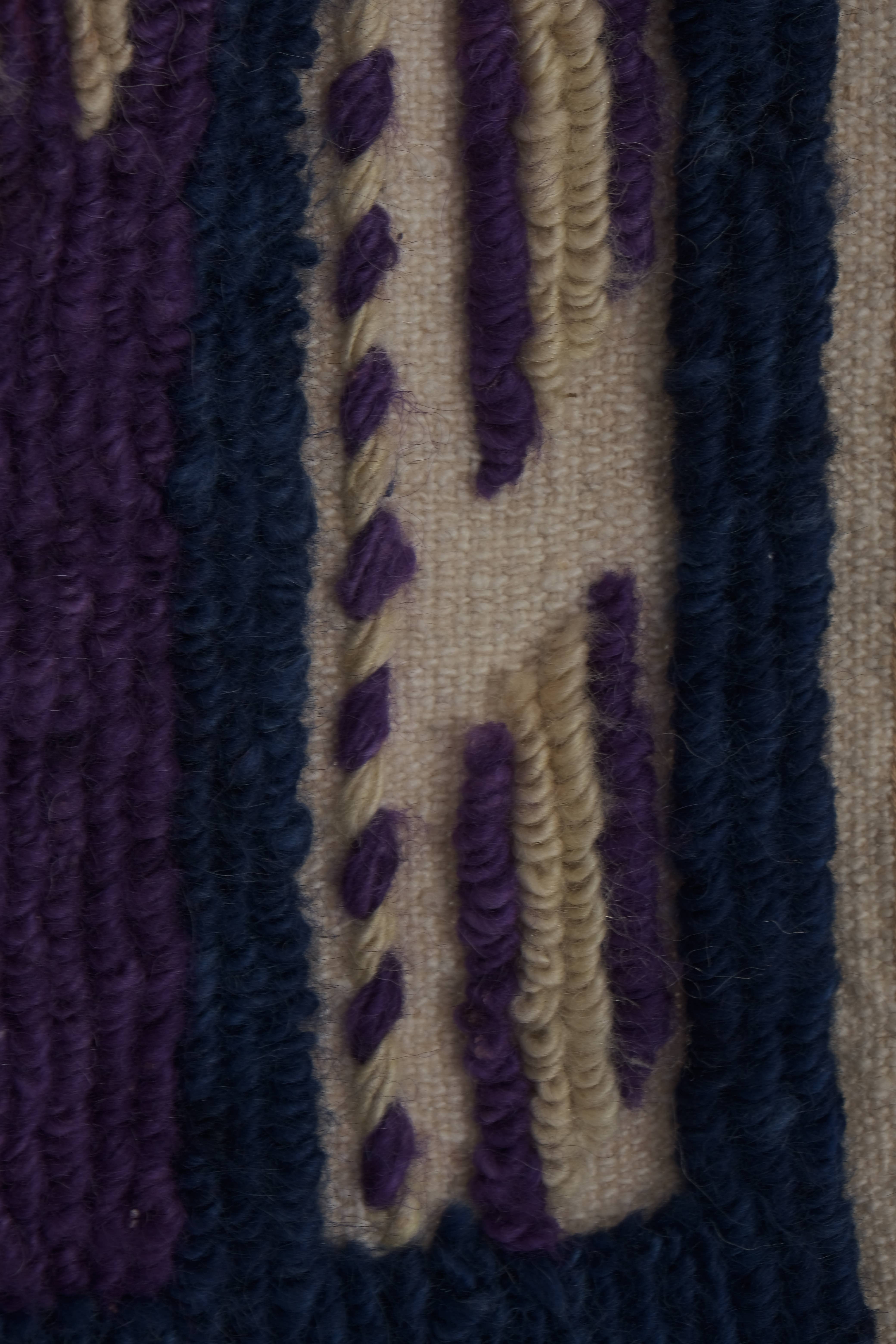 Vintage Checkered Turkish Shaggy Tulu Rug 43'' x 54''