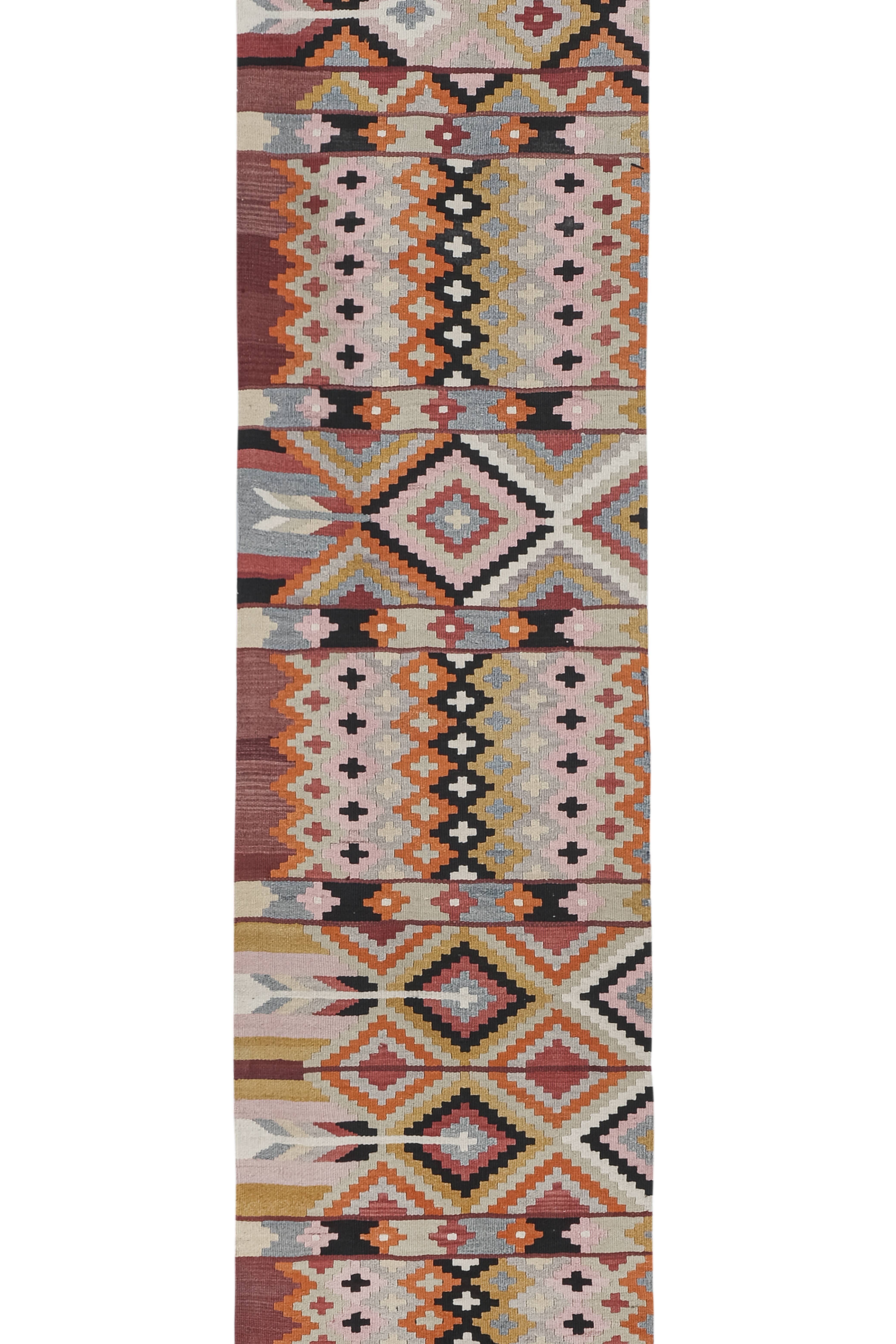 Vintage Turkish Kilim Runner 2'7'' x 14'8''