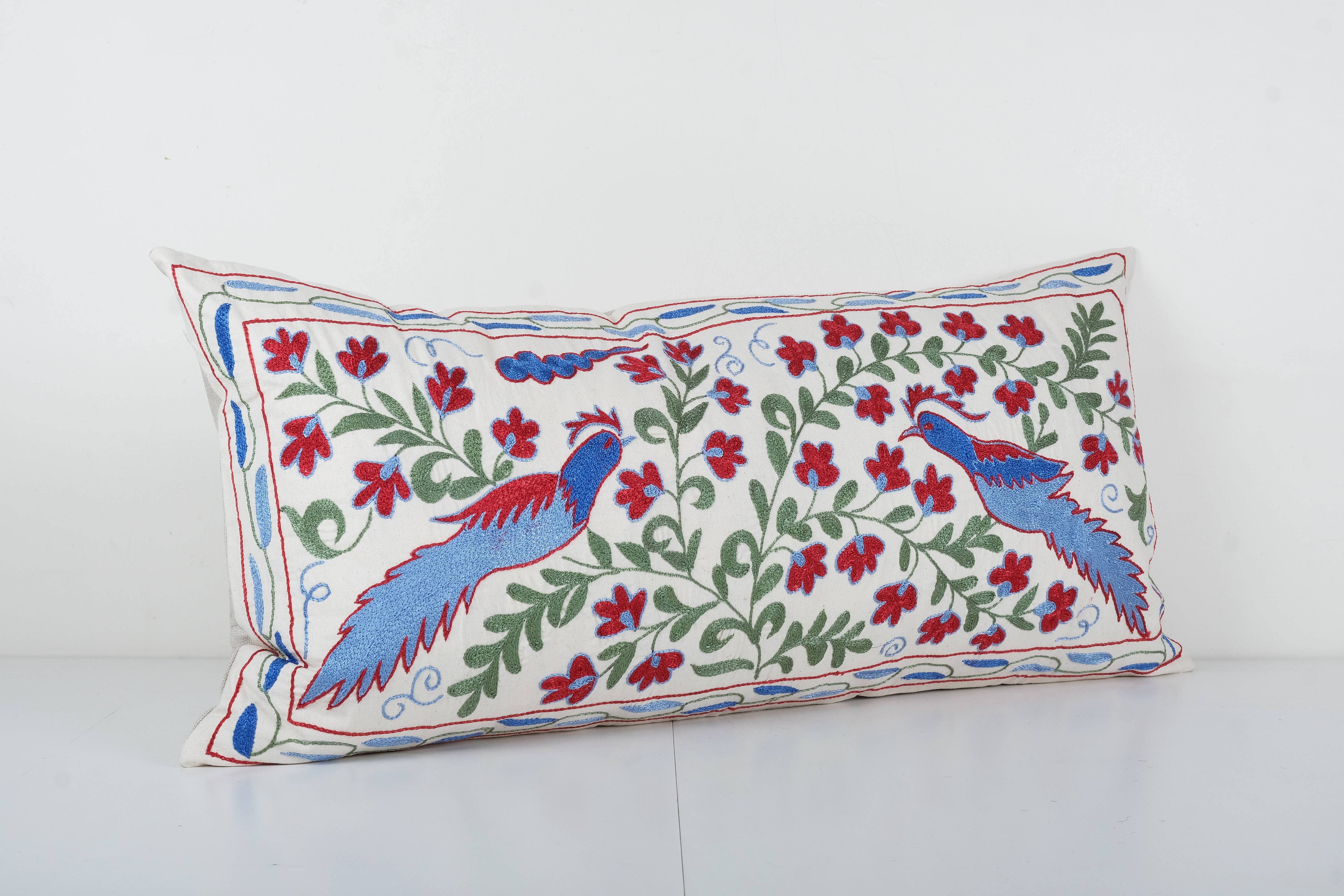 Bird Suzani Bedding Pillow Cover | 18'' x 38''