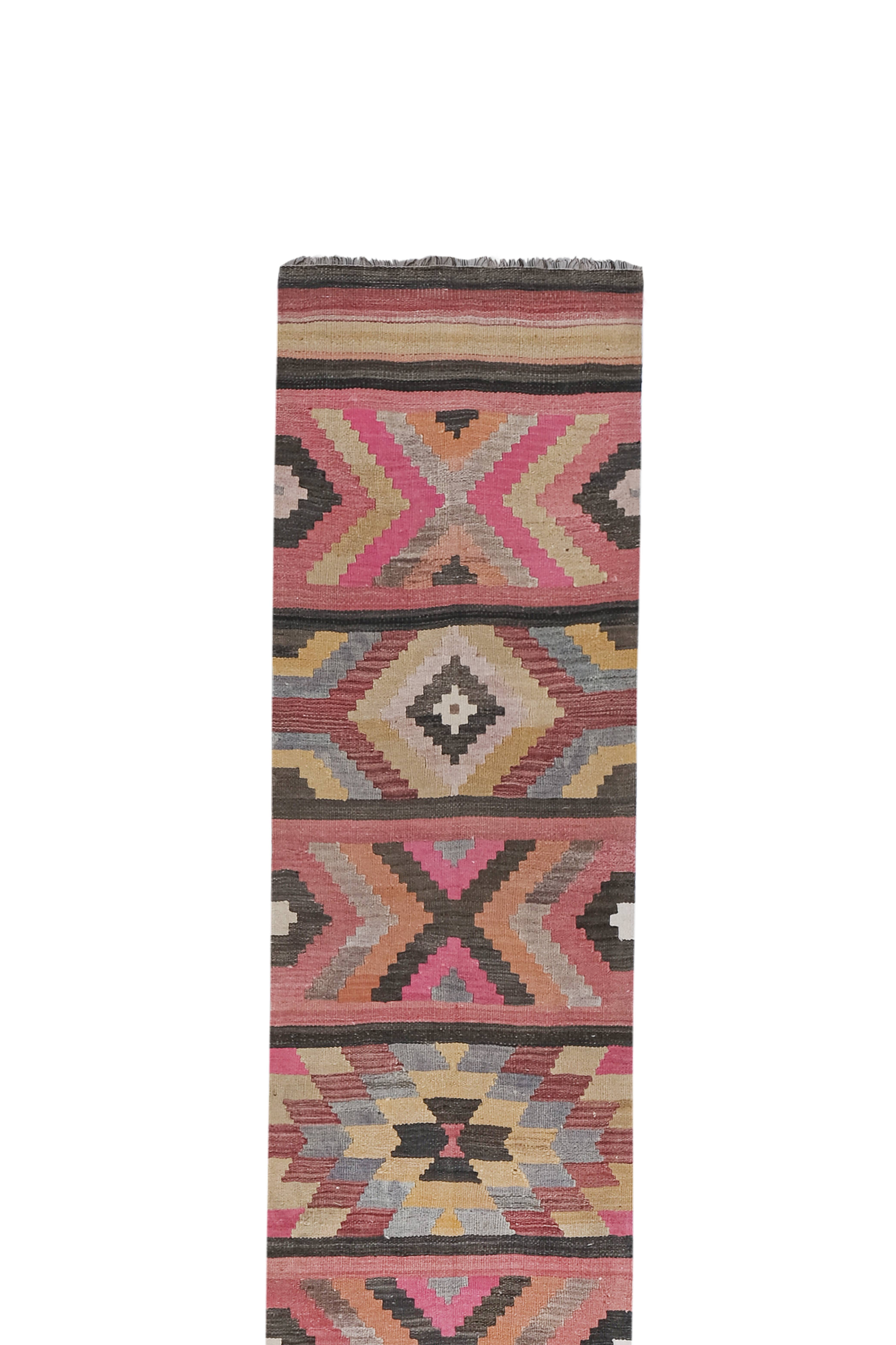 Vintage Turkish Kilim Runner 2'6'' x 20'6''