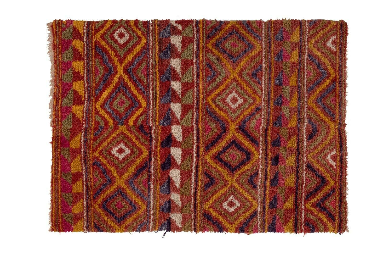 Vintage Checkered Turkish Tulu Rug 3'10'' x 5'4''