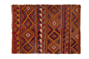 Vintage Checkered Turkish Tulu Rug 3'10'' x 5'4''