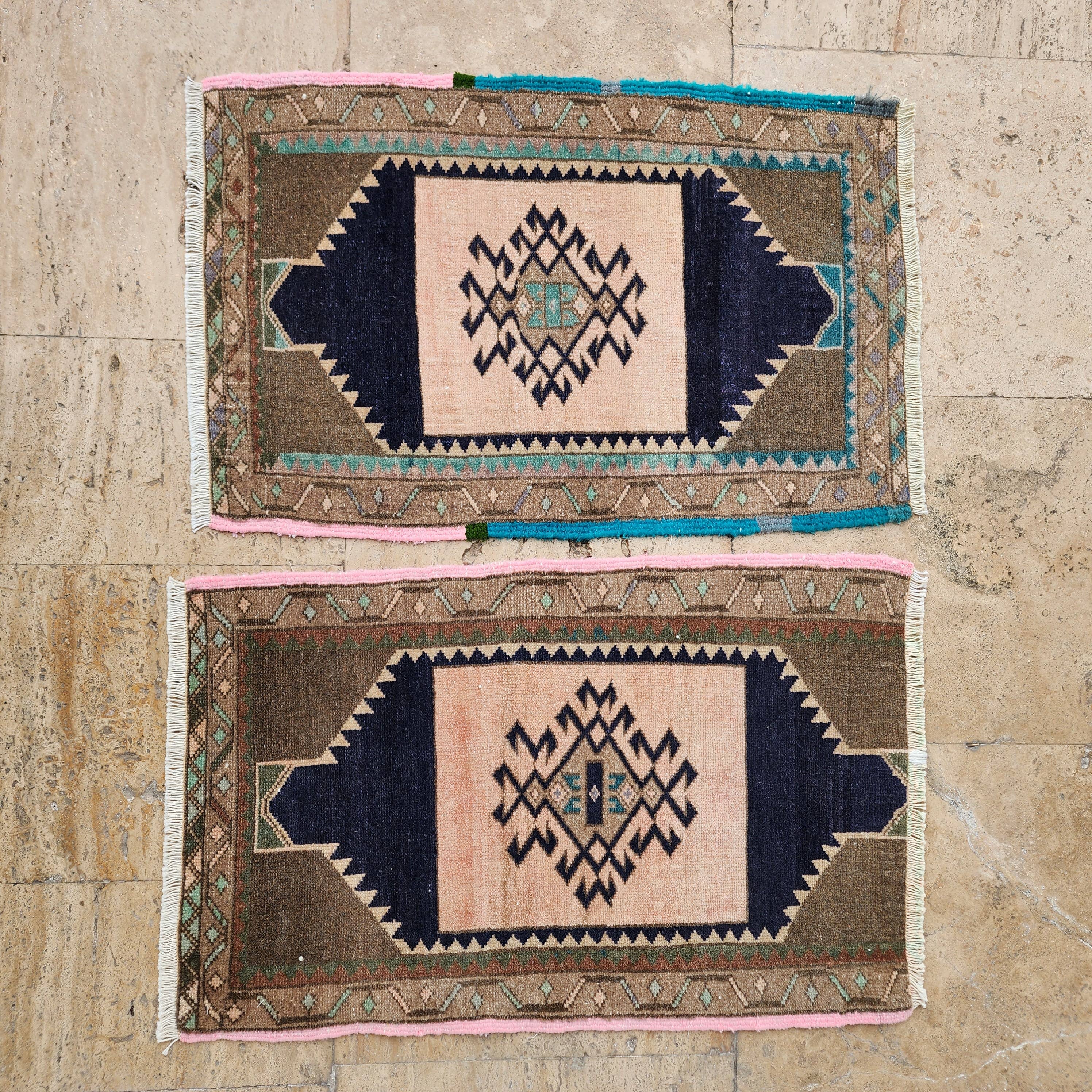 Vintage Turkish Yastik Rugs Set of 2 | 20'' x 32''