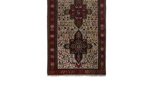 Vintage Animal Pattern Soumac Kilim Runner 3'4'' x 9'4''