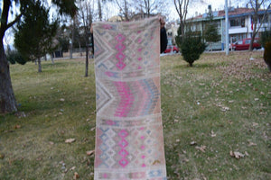 Vintage Turkish Kilim Runner 2'4'' x 12'6''