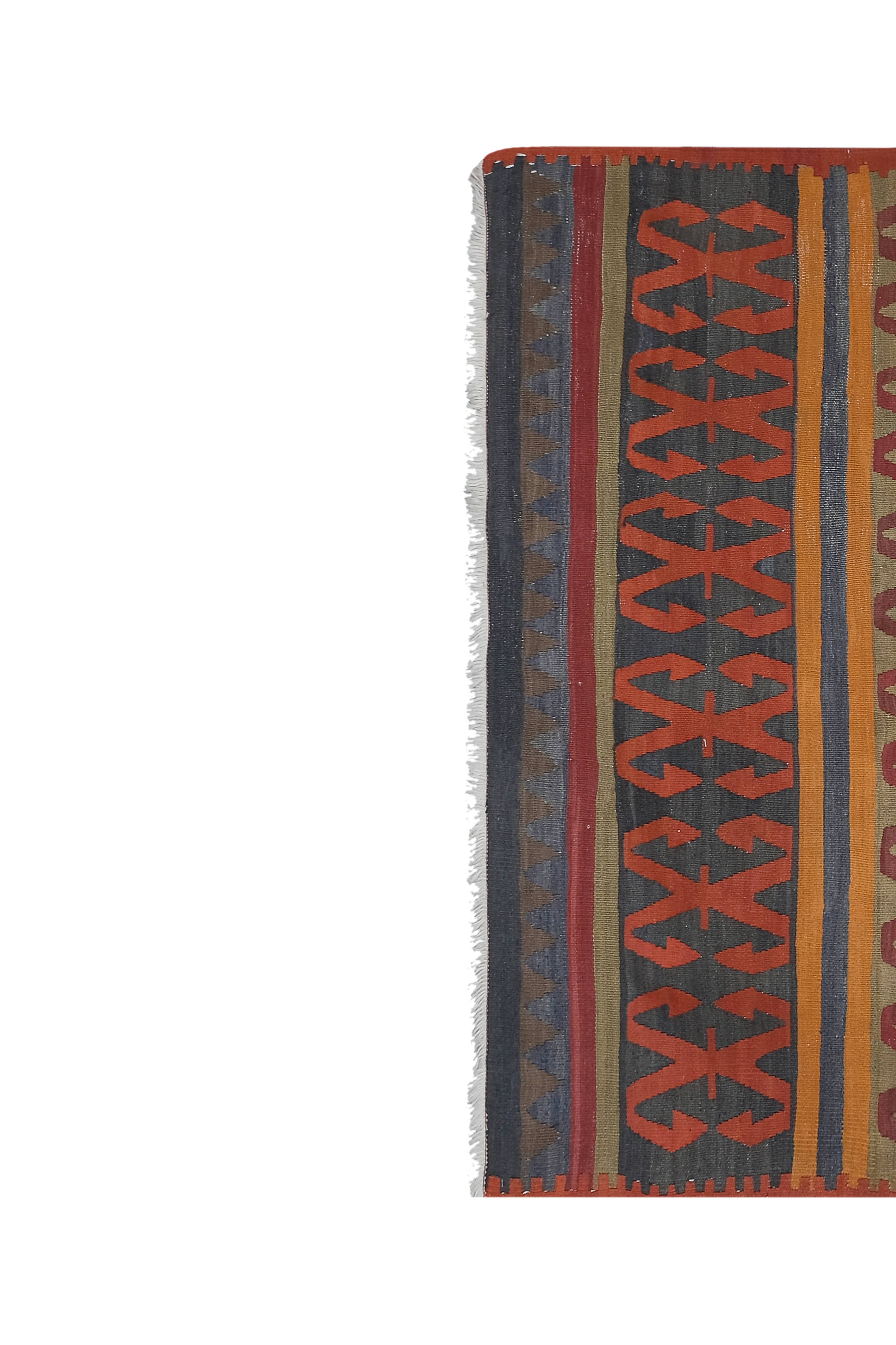 Vintage Turkish Konya Kilim Runner 4'11'' x 10'1''