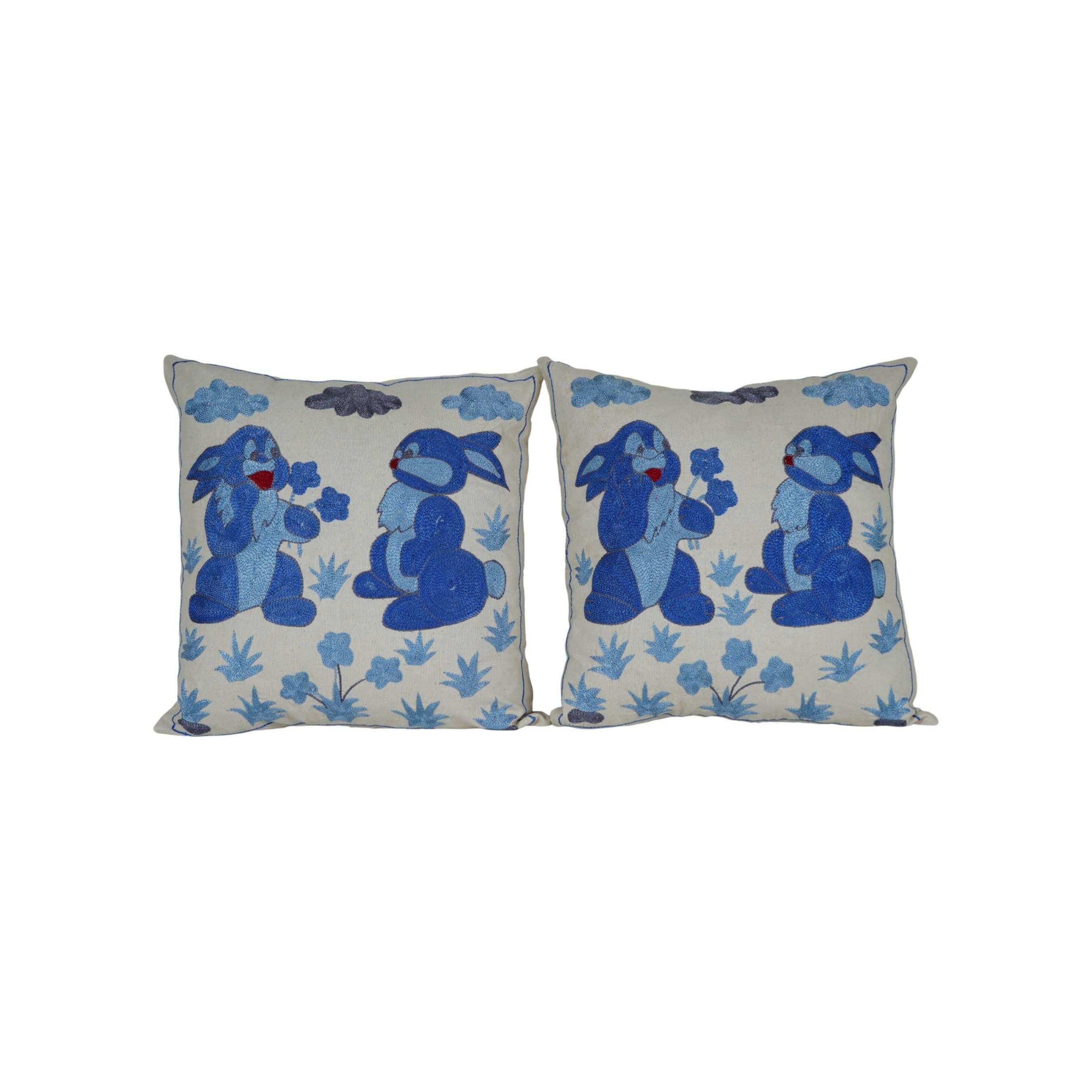 Bunny Suzani Pillow Cover | 18'' x 18''