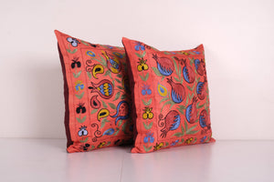 Silk Suzani Pillow Cover Set of 2 | 19'' x 19''