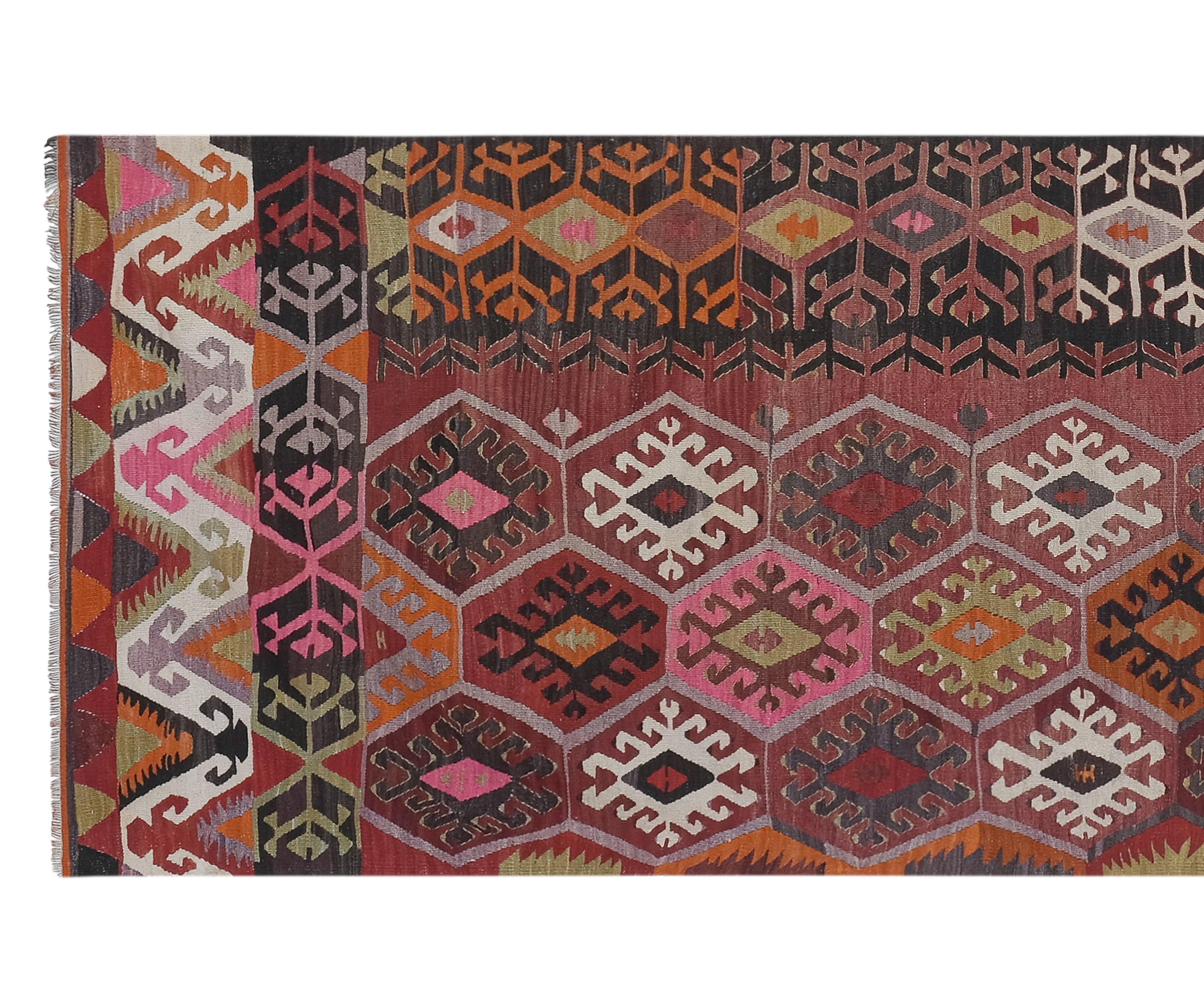 Vintage Turkish Kilim Runner 3'9'' x 12'4''