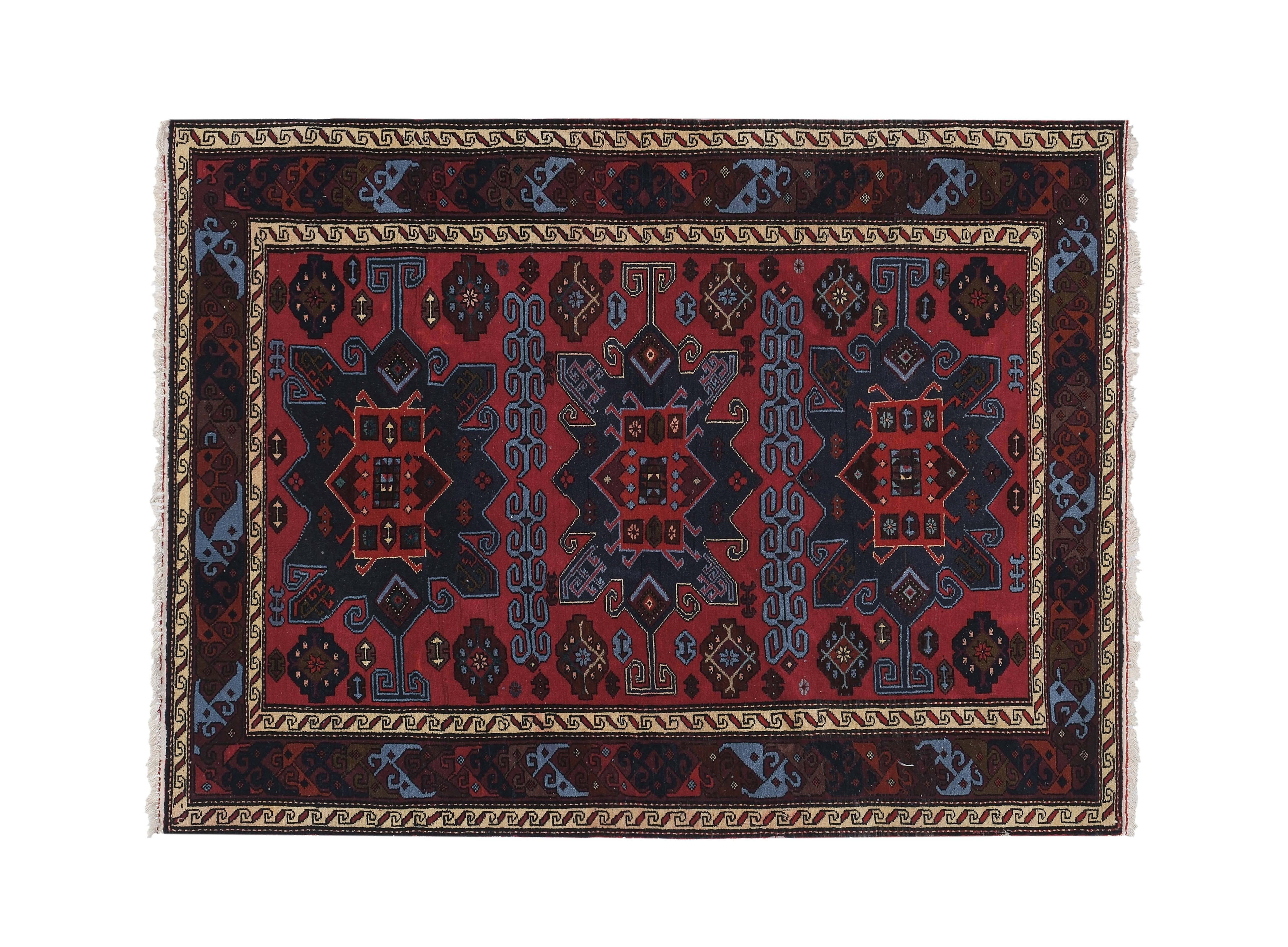 Vintage Caucasian Rug 4'3'' x 5'7''