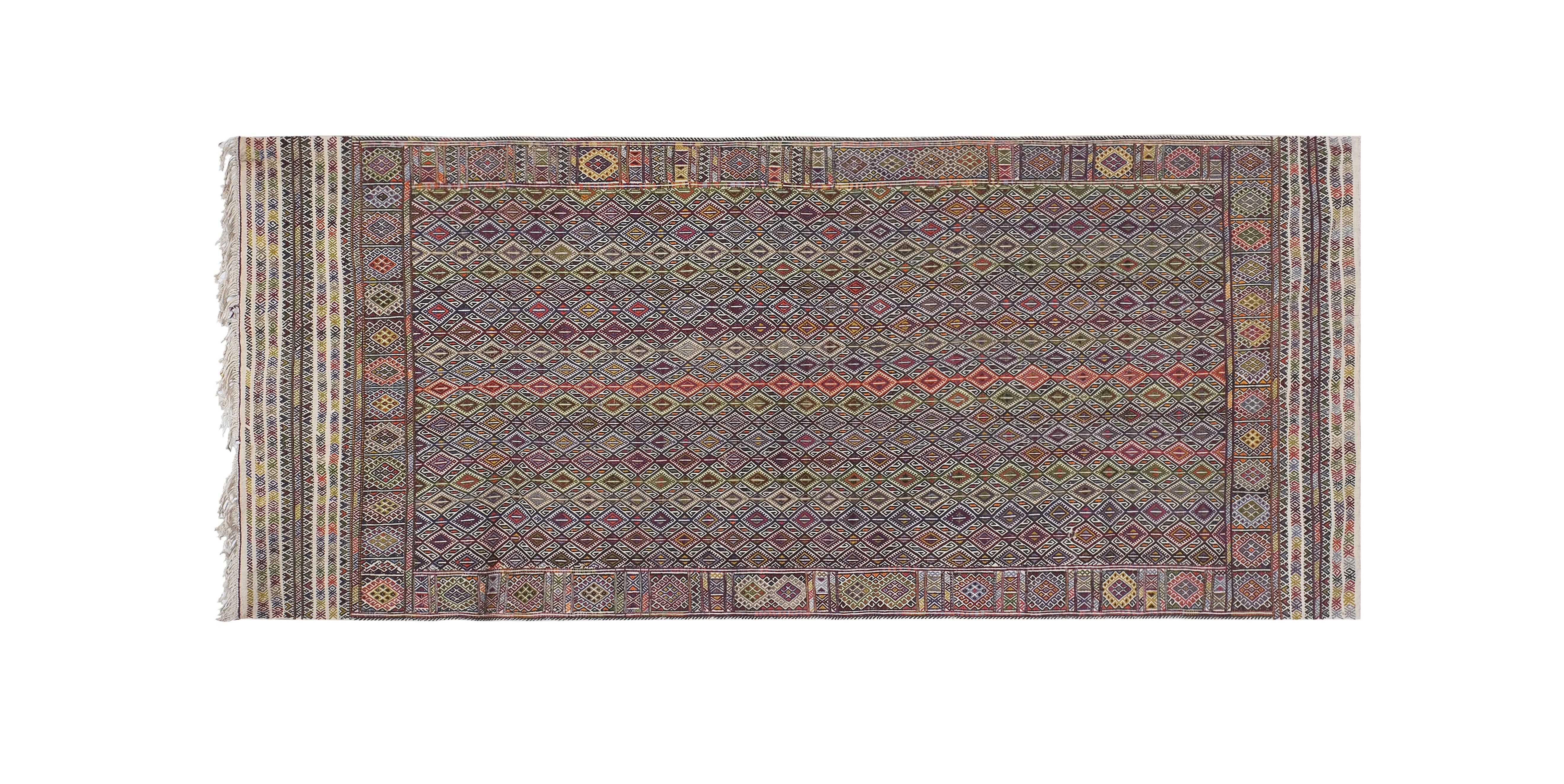 Vintage Turkish Kilim Rug 5'1'' x 11'9''