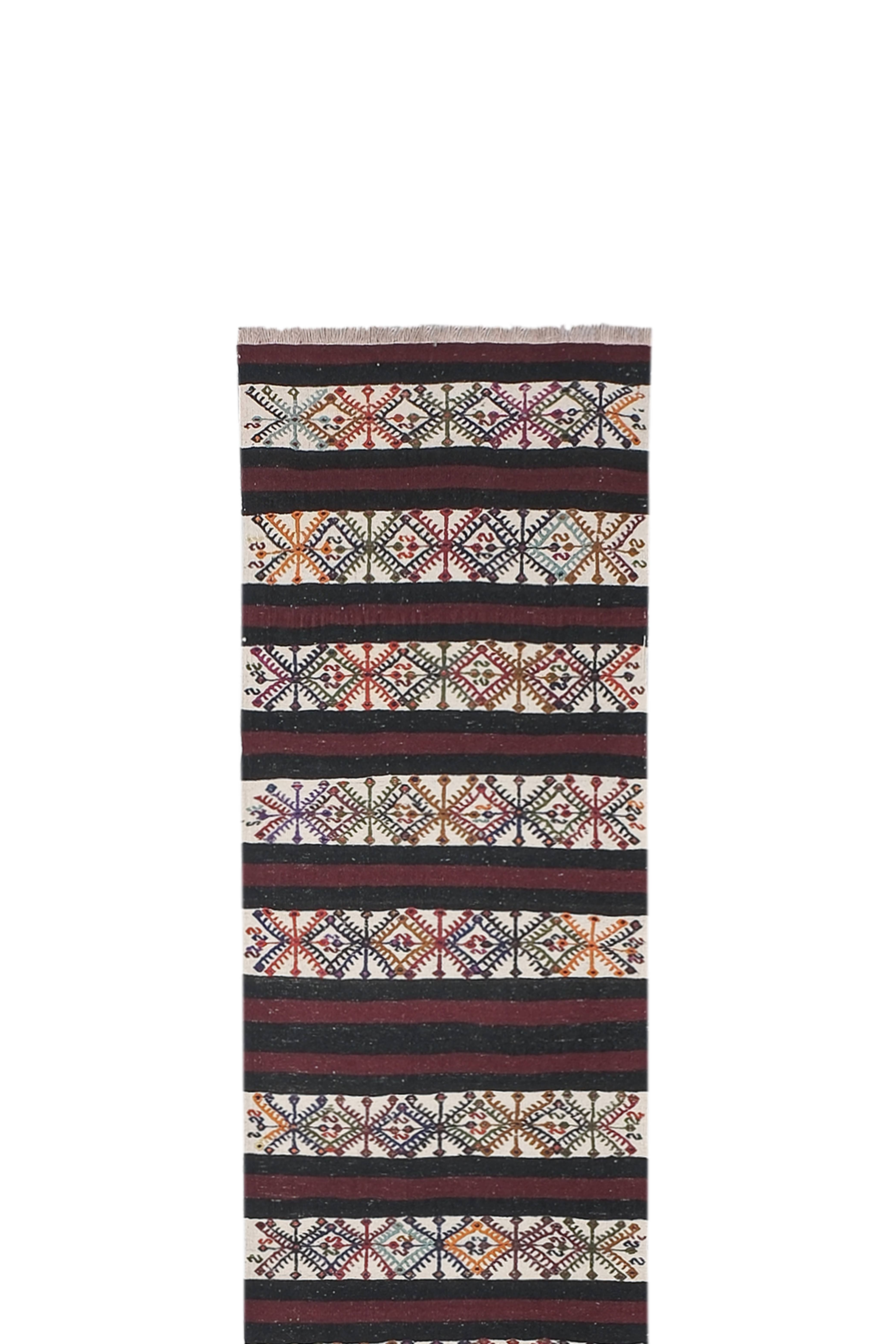 Vintage Turkish Kilim Runner 2'2'' x 15'2''