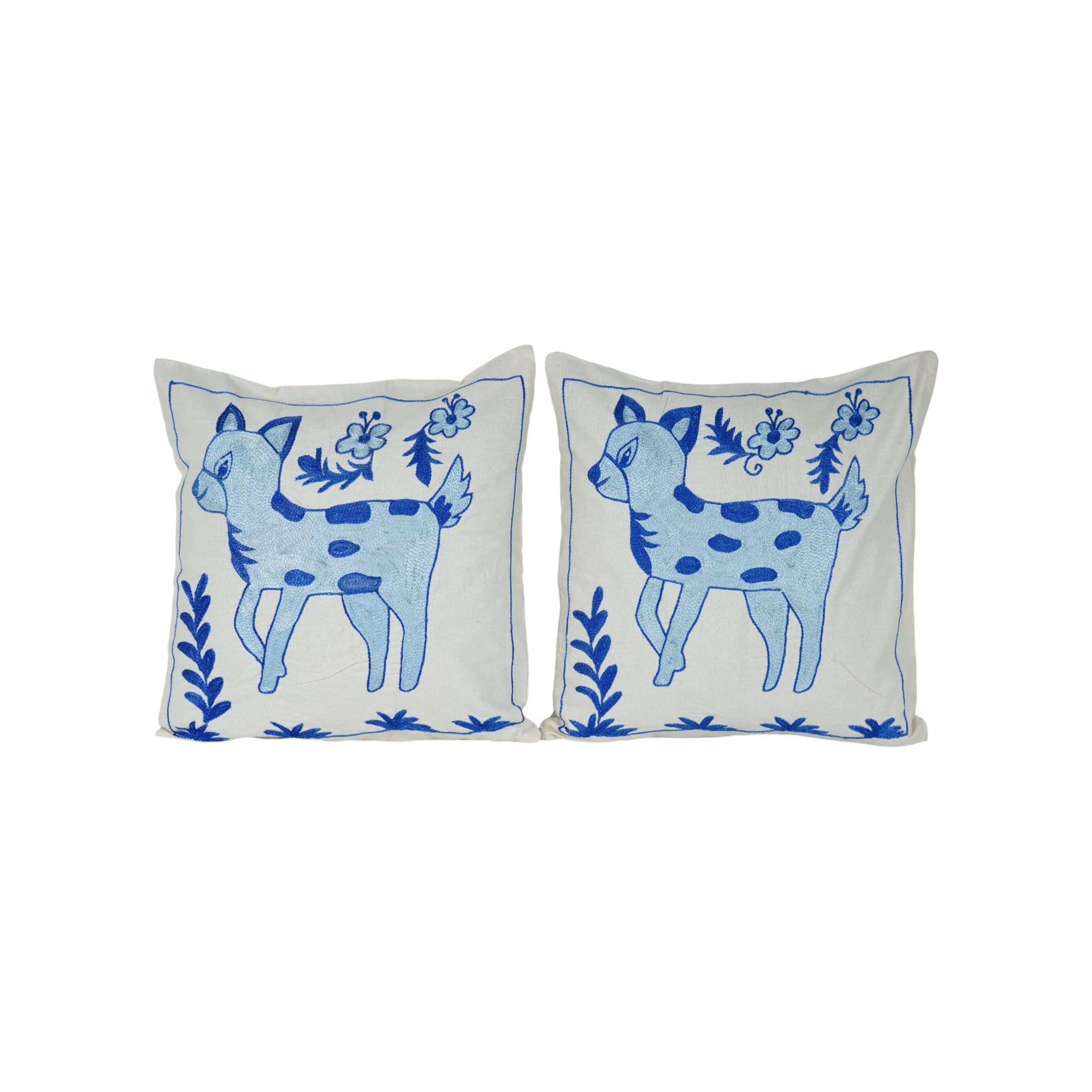 Deer Suzani Pillow Cover Set of 2 | 18'' x 18''
