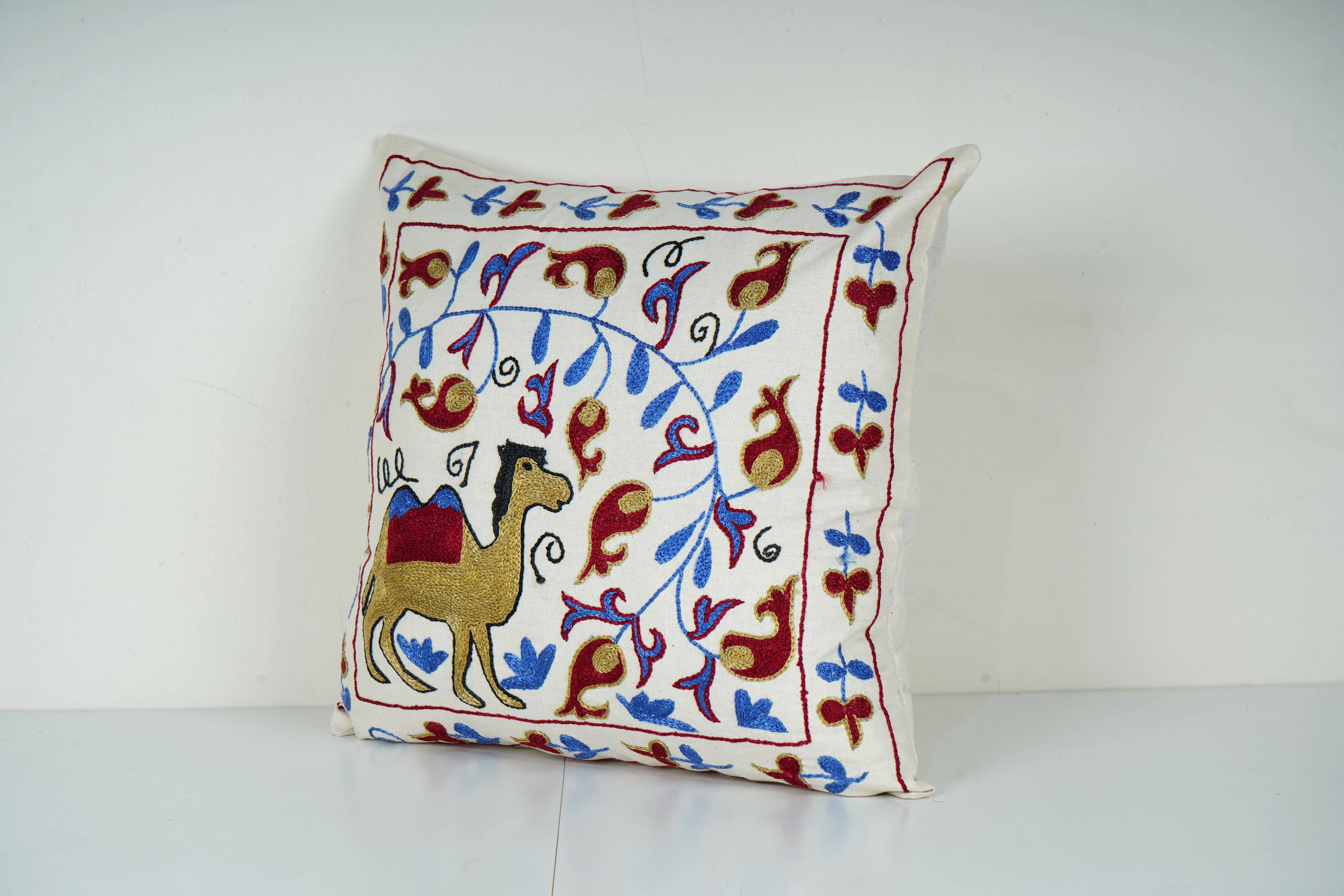 Camel Suzani Pillow Cover | 18'' x 18''