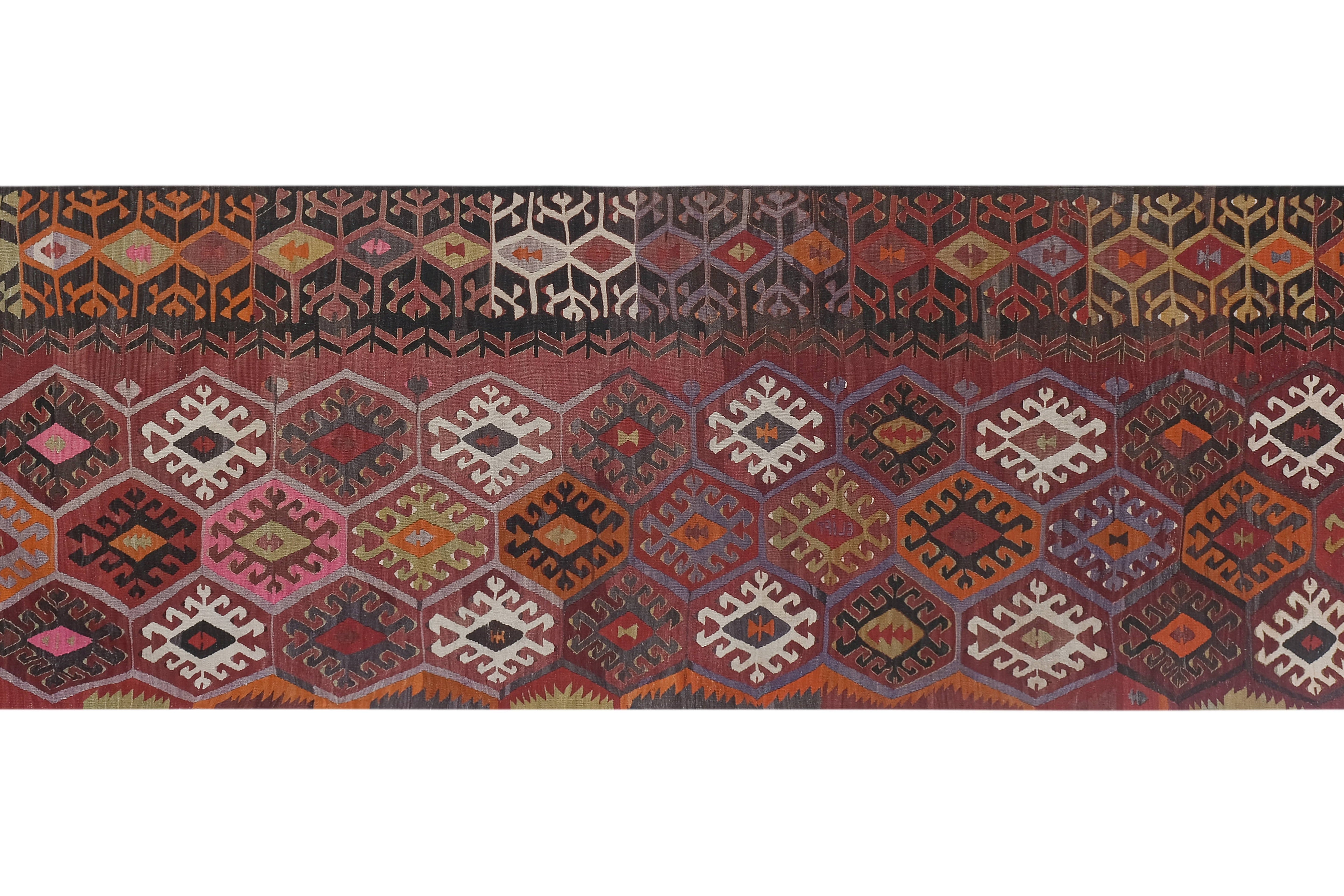 Vintage Turkish Kilim Runner 3'9'' x 12'4''