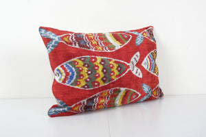 Fish Silk Ikat Velvet Pillow Cover | 16'' x 24''