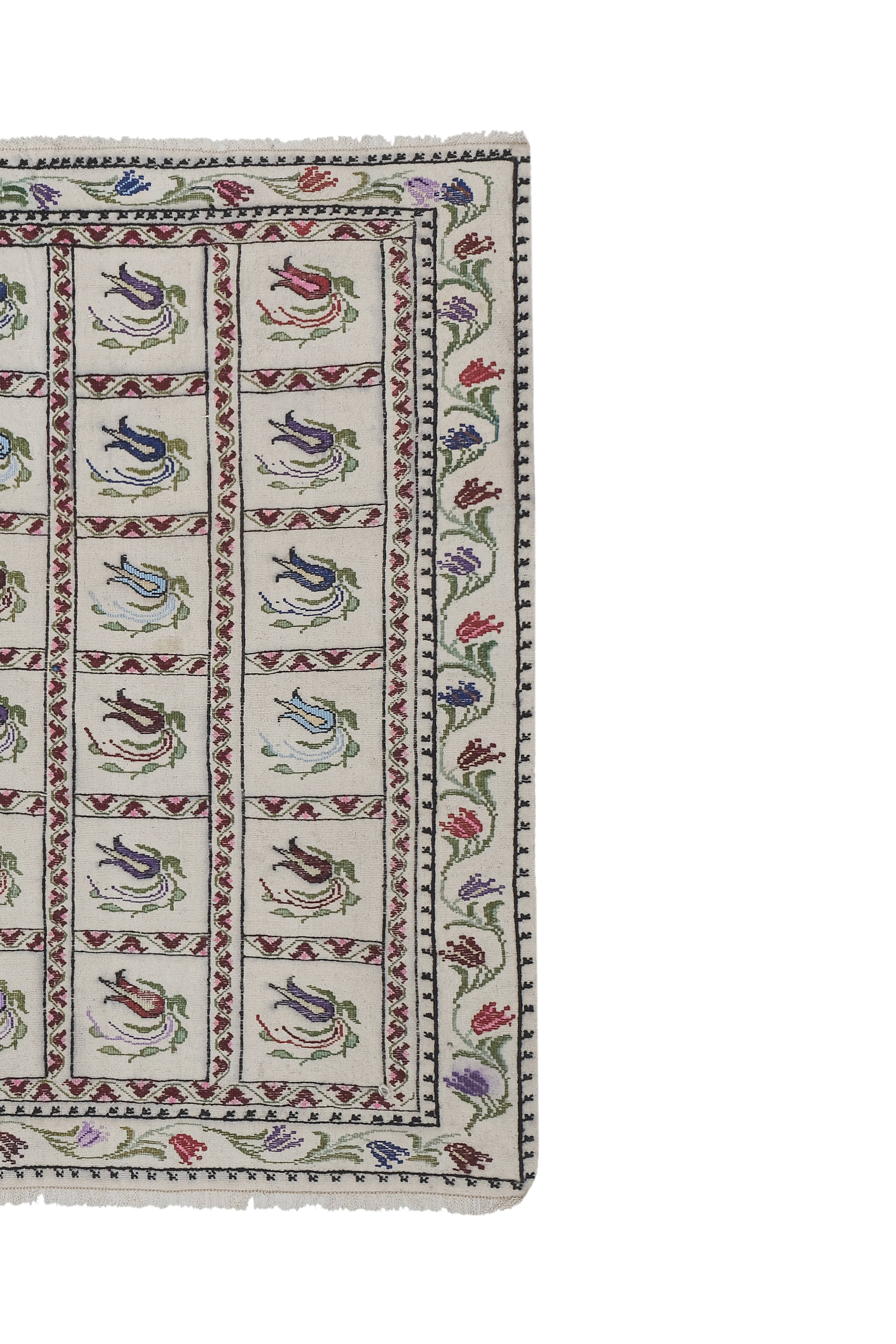 Vintage Turkish Kilim Rug 46'' x 49''