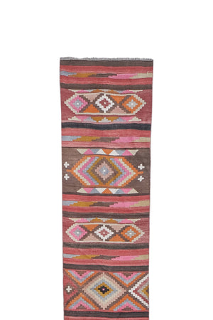 Vintage Turkish Kilim Runner 2'4'' x 23'