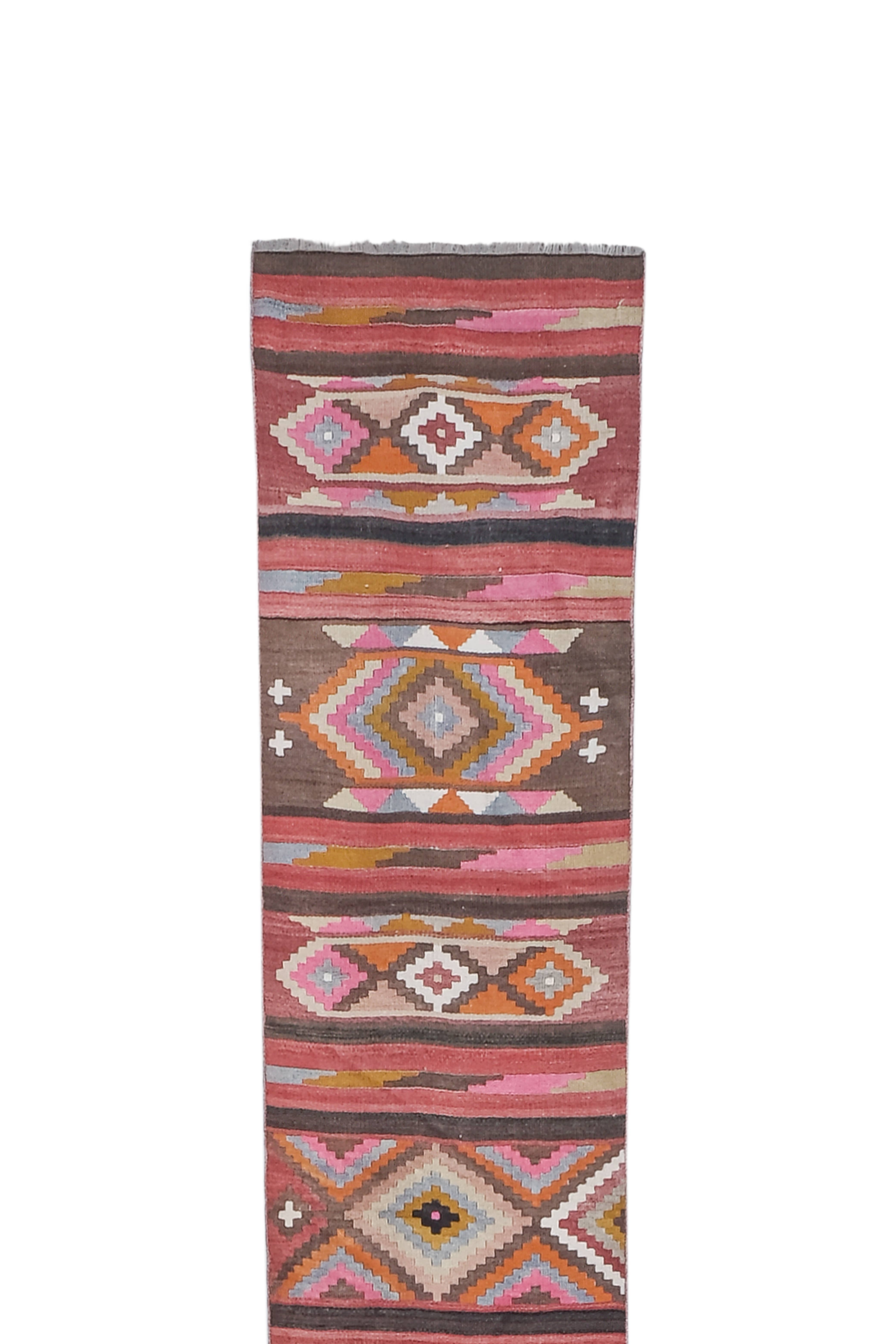 Vintage Turkish Kilim Runner 2'4'' x 23'