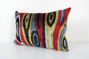 Silk Ikat Velvet Pillow Cover | 16'' x 24''