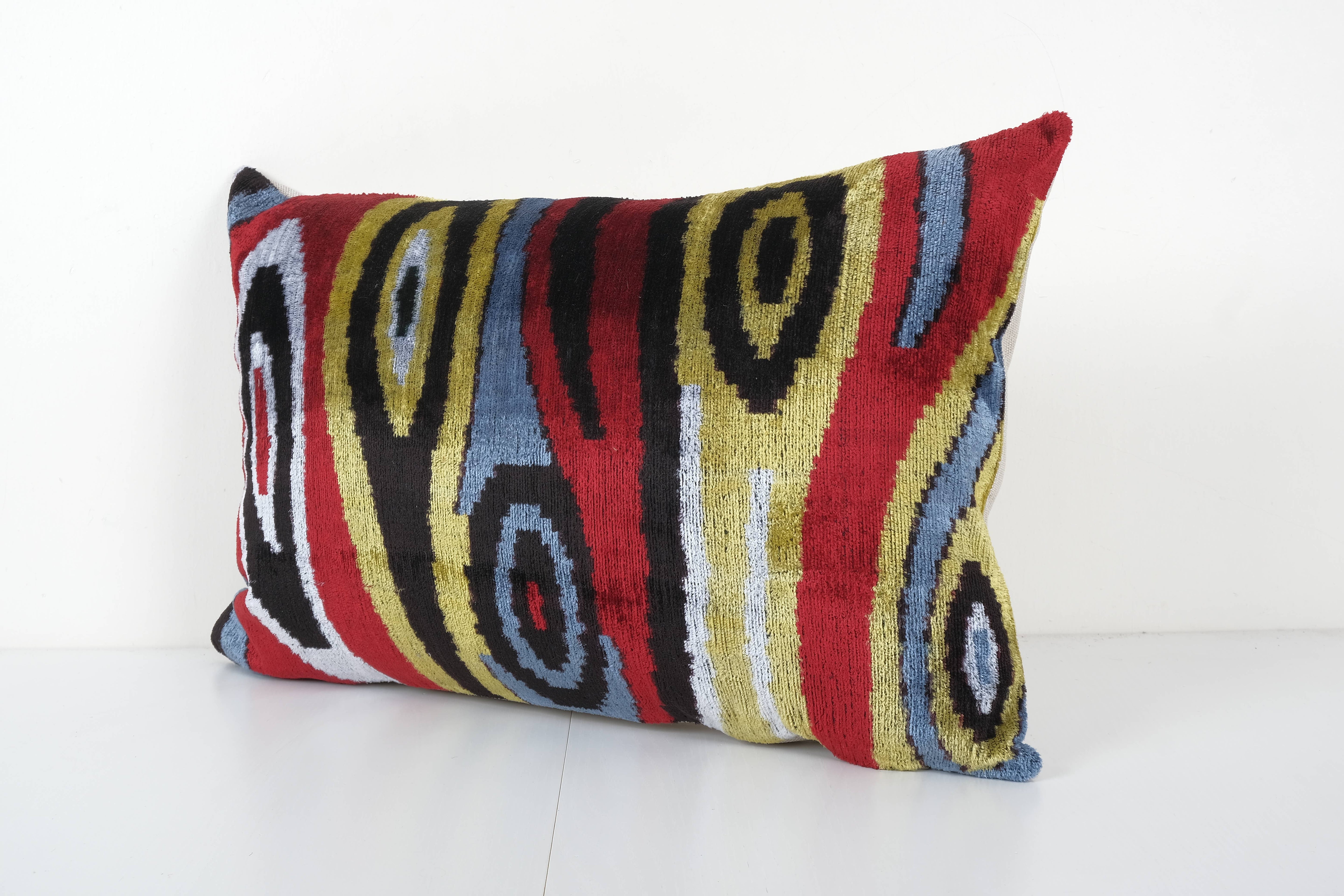 Silk Ikat Velvet Pillow Cover | 16'' x 24''