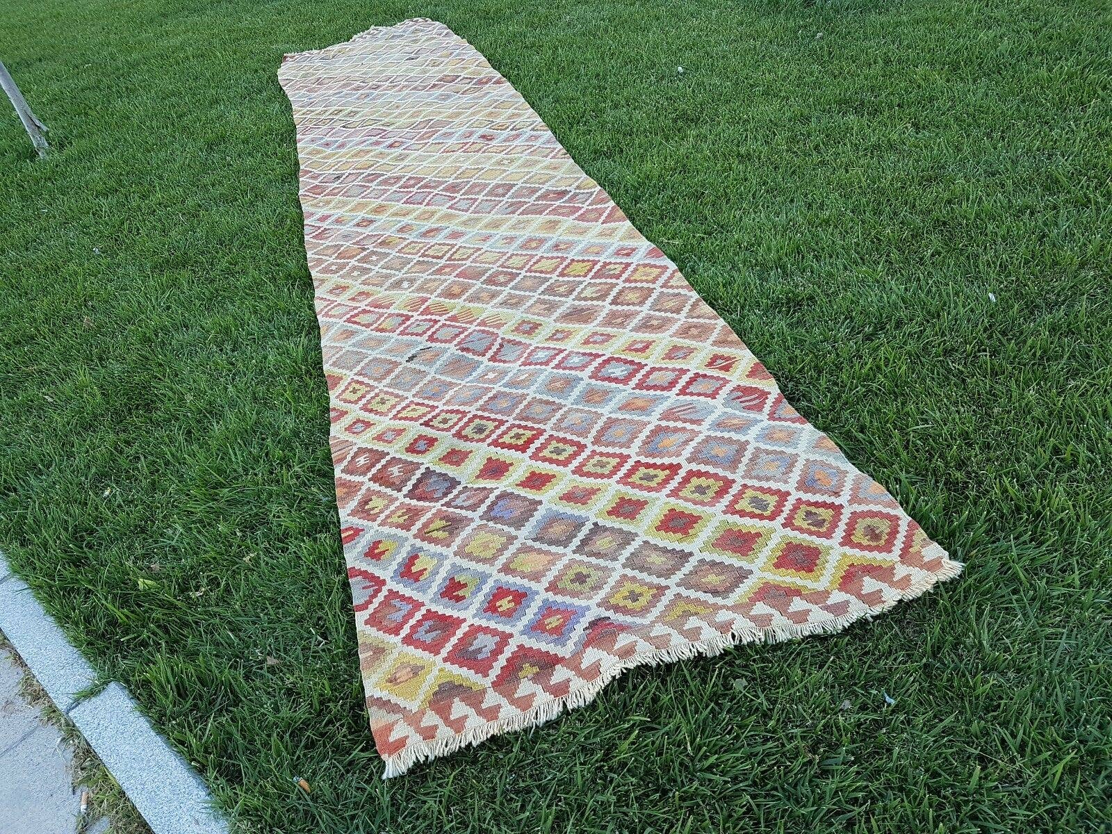 Vintage Turkish Runner Rug 3'3'' x 16'3''