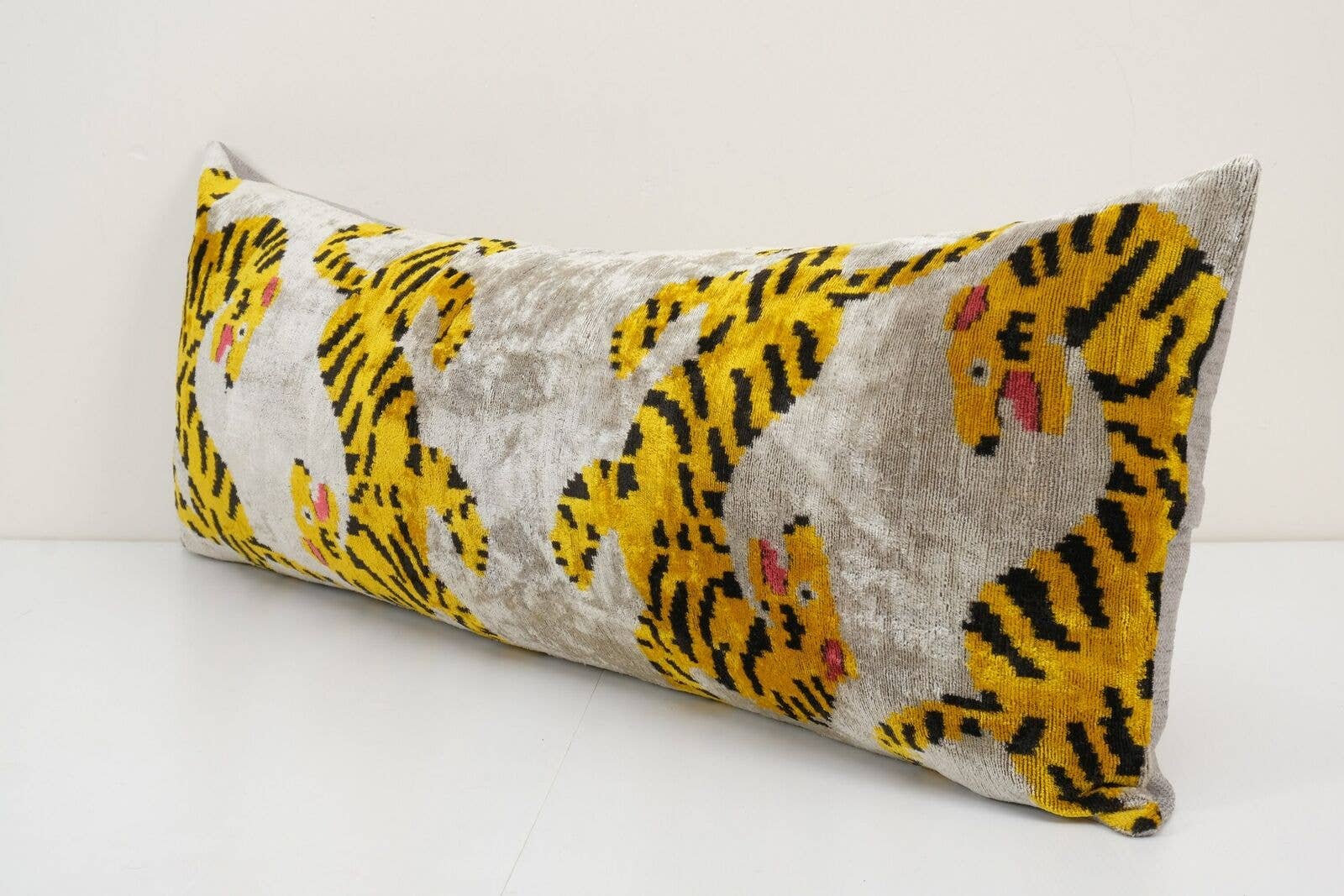 Tiger Silk Ikat Velvet Pillow Cover | 16'' x 44''