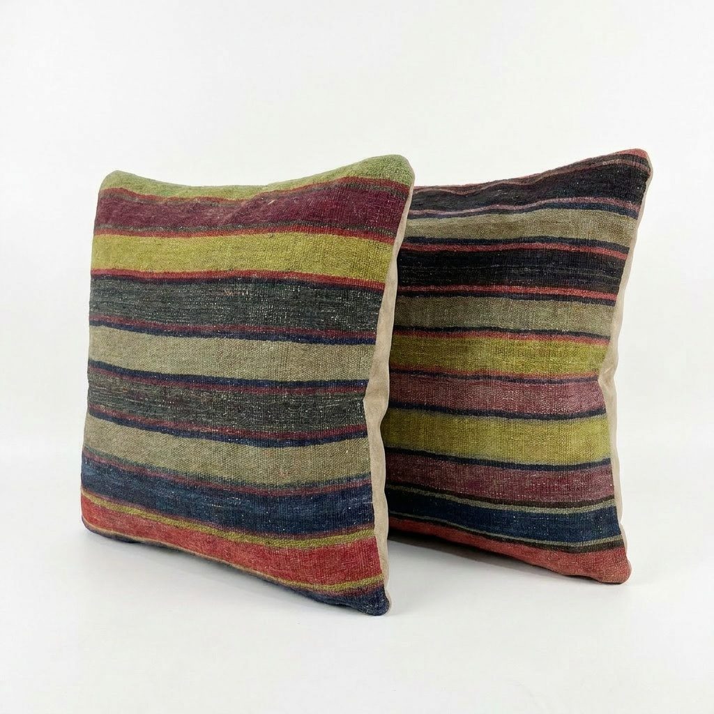 Turkish Kilim Pillow Cover Set of 2 | 24'' x 25'' - left angle