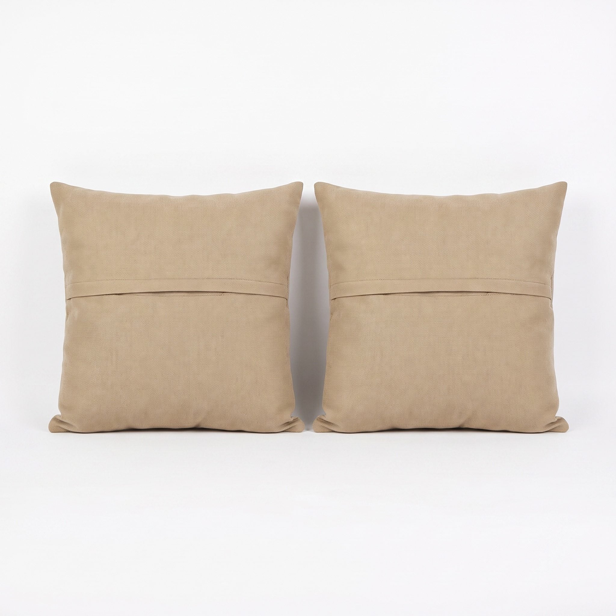 Turkish Kilim Pillow Cover Set of 2 | 20'' x 20'' - back with hidden zipper