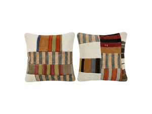 Turkish Kilim Pillow Cover Set of 2 | 19'' x 20'' - front view
