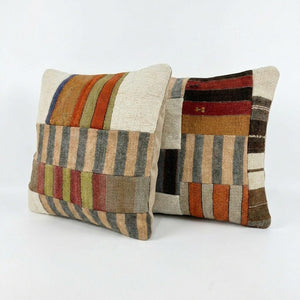 Turkish Kilim Pillow Cover Set of 2 | 19'' x 20'' - left angle