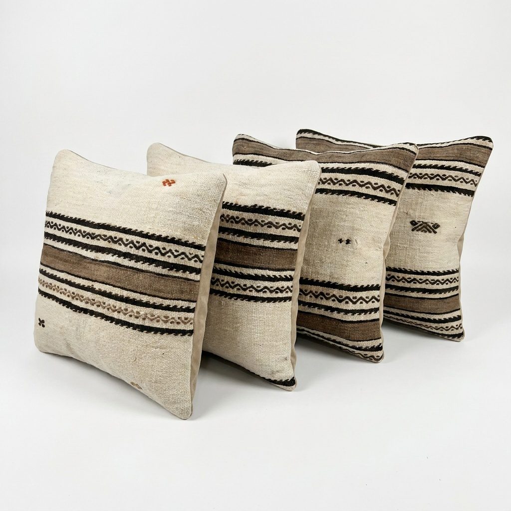 Turkish Kilim Pillow Cover Set of 4 | 23'' x 23'' - left angle