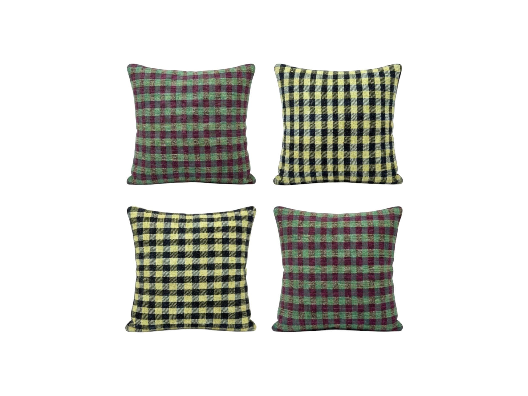 Turkish Kilim Pillow Cover Set of 4 | 16'' x 16'' - front view
