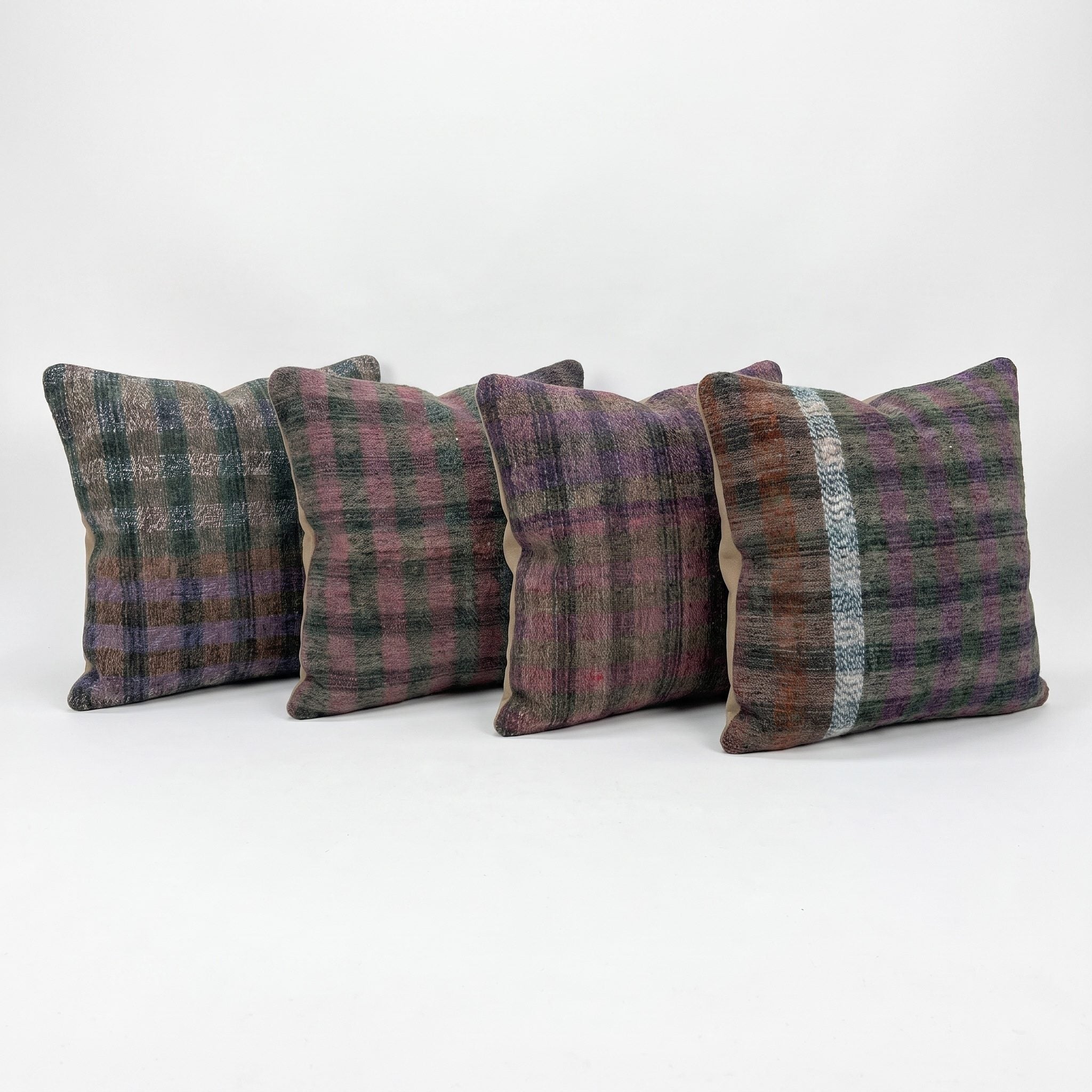 Turkish Kilim Pillow Cover Set of 4 | 16'' x 16'' - right angle