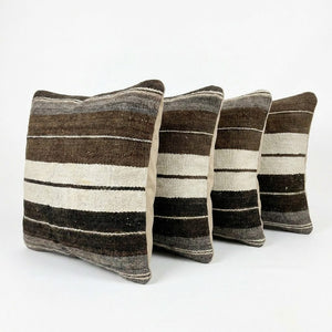 Turkish Kilim Pillow Cover Set of 4 | 16'' x 16'' & 24'' x 16'' - left angle