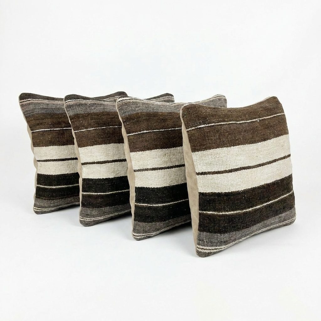 Turkish Kilim Pillow Cover Set of 4 | 16'' x 16'' & 24'' x 16'' - right angle