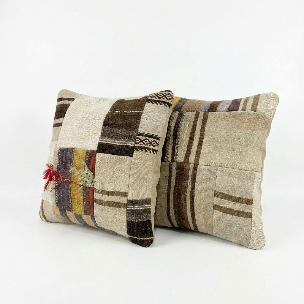 Turkish Kilim Pillow Cover Set of 2 | 20'' x 20'' - left angle
