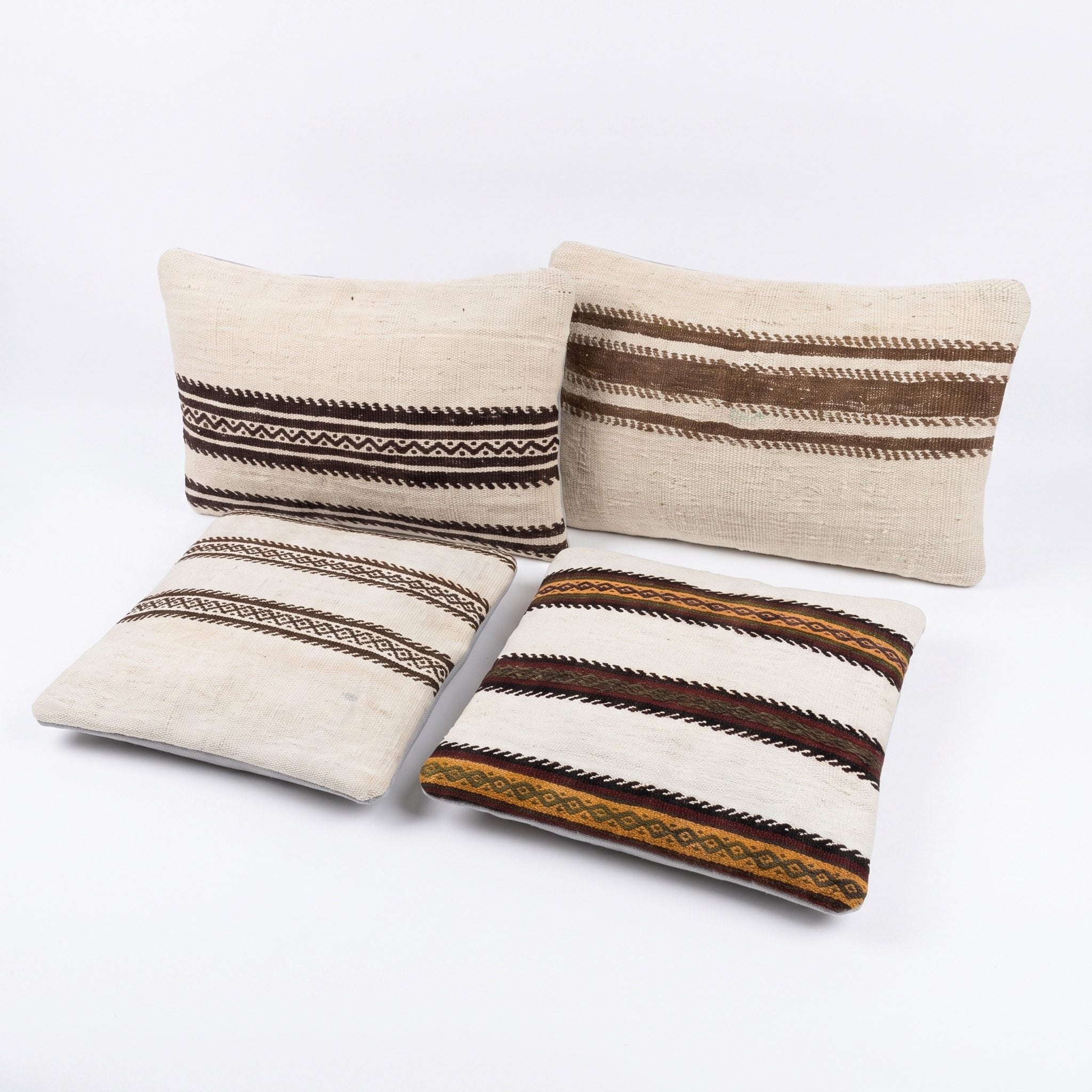 Turkish Kilim Pillow Cover Set of 4 | 16'' x 24'' & 19'' x 19'' - left angle