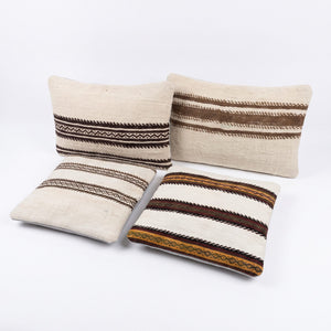 Turkish Kilim Pillow Cover Set of 4 | 16'' x 24'' & 19'' x 19'' - left angle