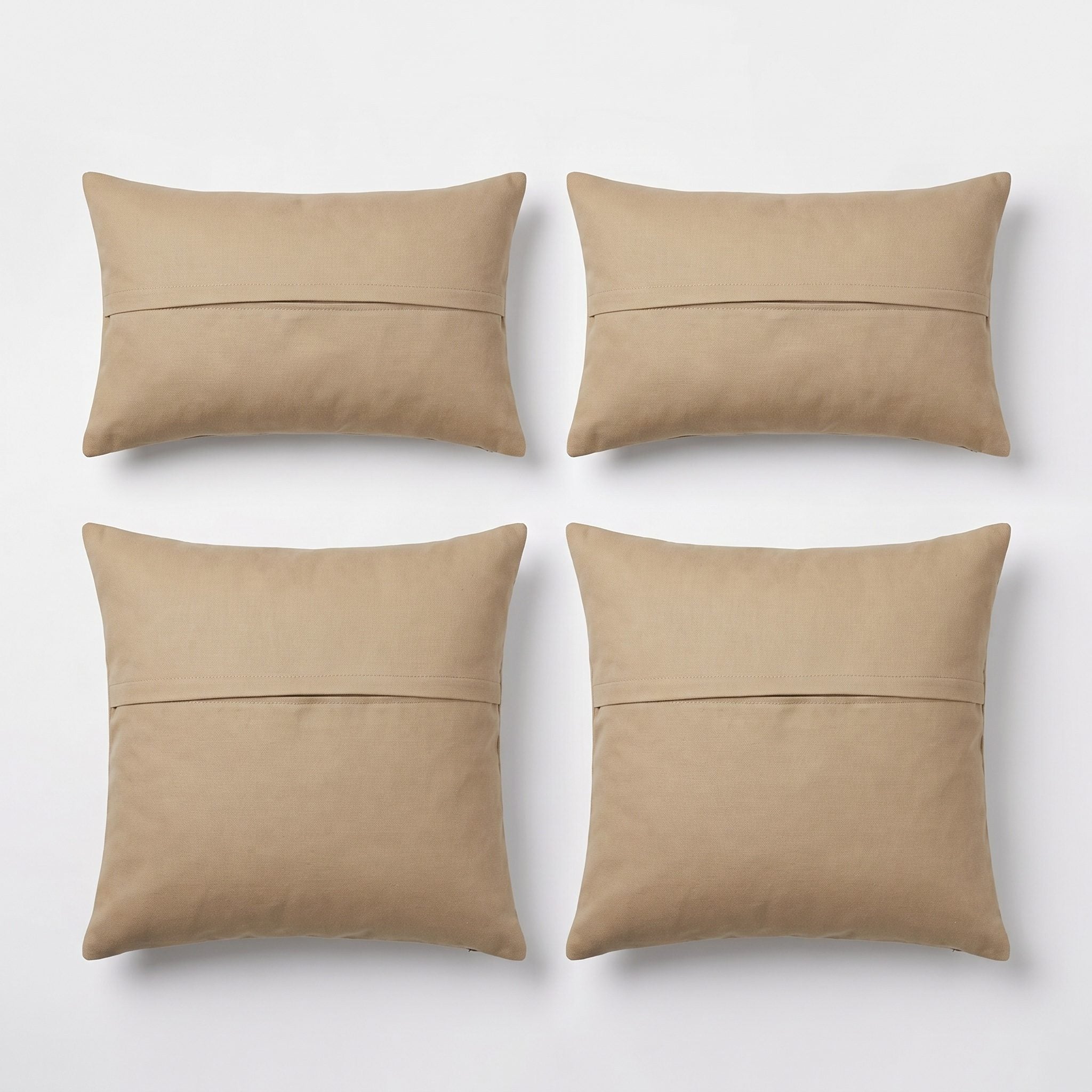 Turkish Kilim Pillow Cover Set of 4 | 16'' x 24'' & 19'' x 19'' - back with hidden zipper